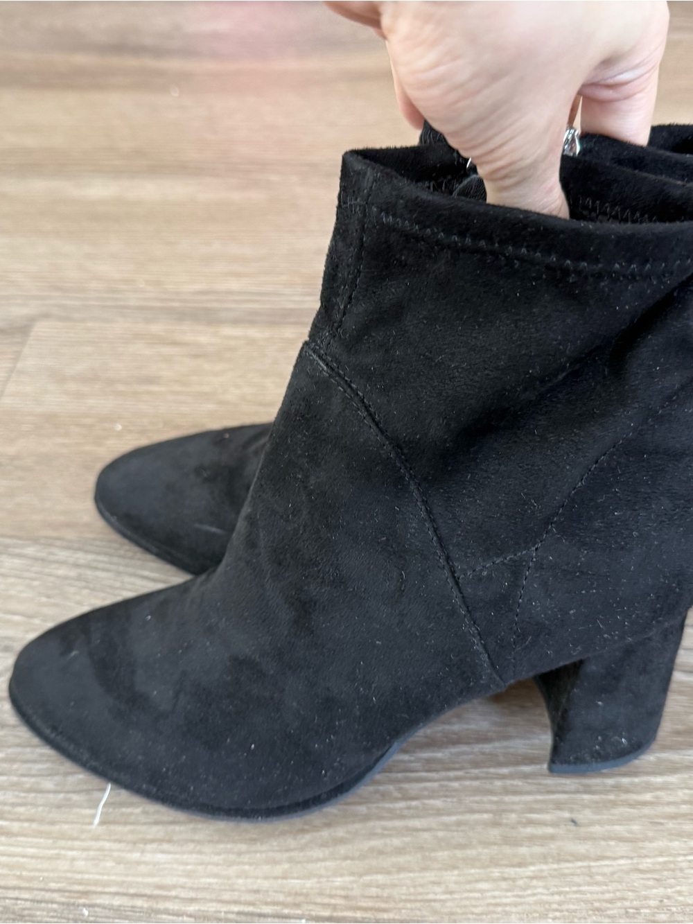 Marc Fisher Black Suede Ankle Booties with Block Heel